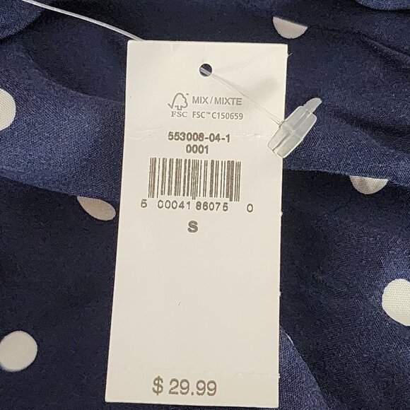 Old Navy Navy Blue White Polka Dot V Neck Pull On Long Sleeve Rayon Top Size S - Picture 14 of 16